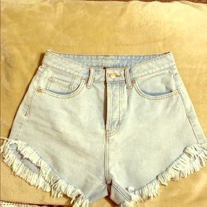 High-Rise Light Washed Shorts